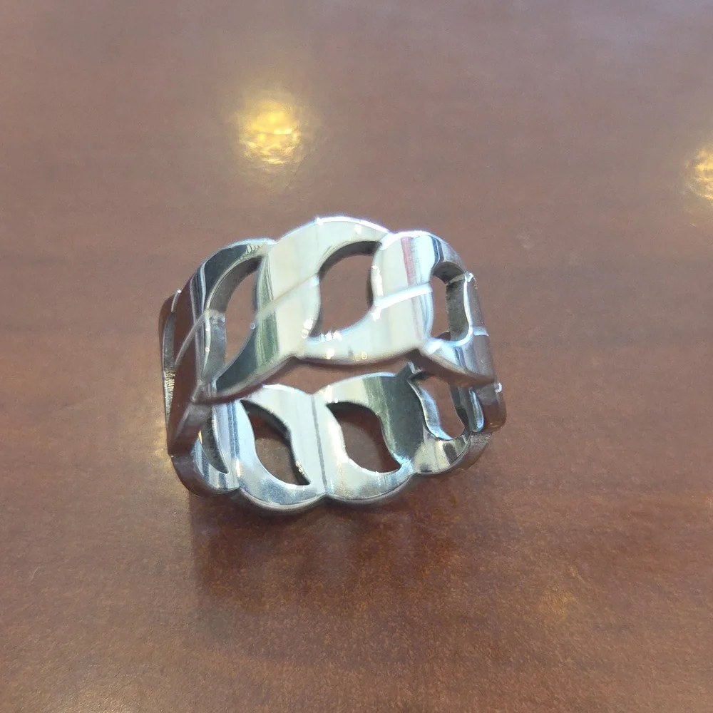 Silvertone Chain Link Ring #3236